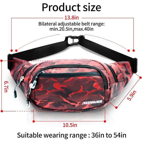 Crossbody Fanny Packs for Women, 5-Zipper Pockets Water Resistant Practical Wai - Picture 2 of 6